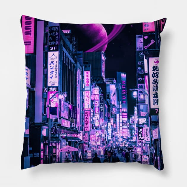 Neon Purple Pillow by James Garcia