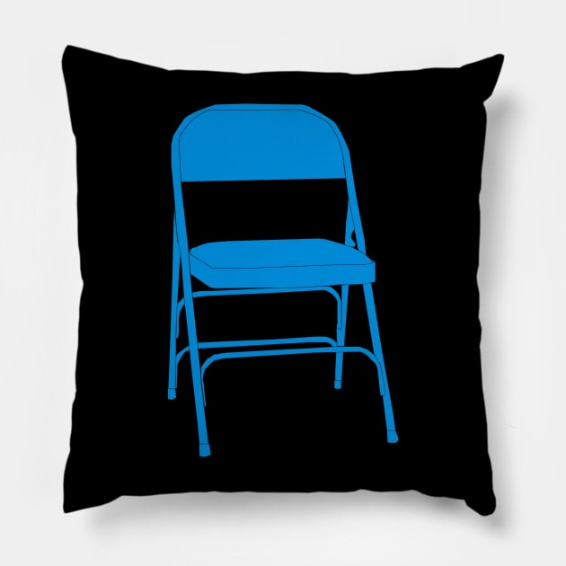 funny Vintage Blue Folding Chair: Humor Wrinkle Chair, Antique Folden Chair Designs Pillow by AMRIART