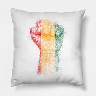 Hand fist drawing with scribble art Pillow