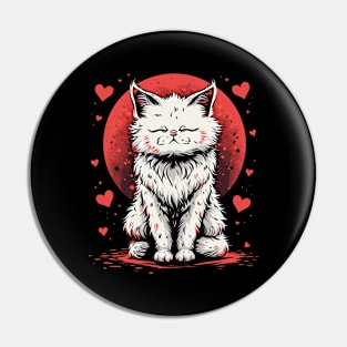 Cute White Anime Cat | Valentines Day Pin