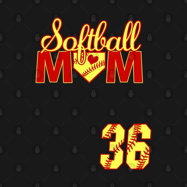 Softball Mom #36 Softball Jersey Favorite Player Biggest Fan Heart Softball Jersey by TeeCreations