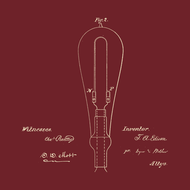 Edison Incandescent Light Bulb Patent Illustration by terrybain