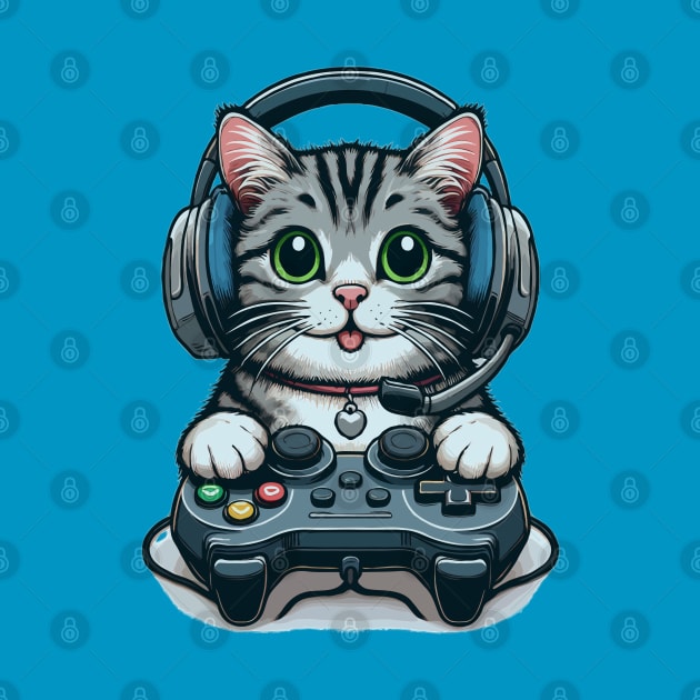 funny cute cat love gaming by WOLVES STORE