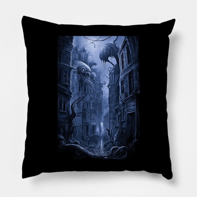 Nightmare Cityscape 01 Pillow by BarrySullivan