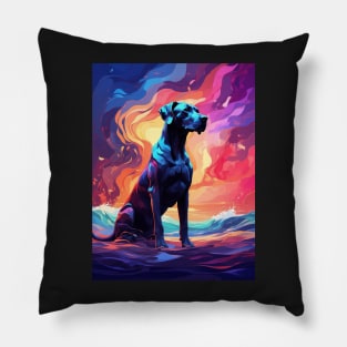 Great Dane Beach Sunset Pillow