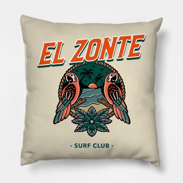 El Zonte Surf Club El Salvador Pillow by Tip Top Tee's