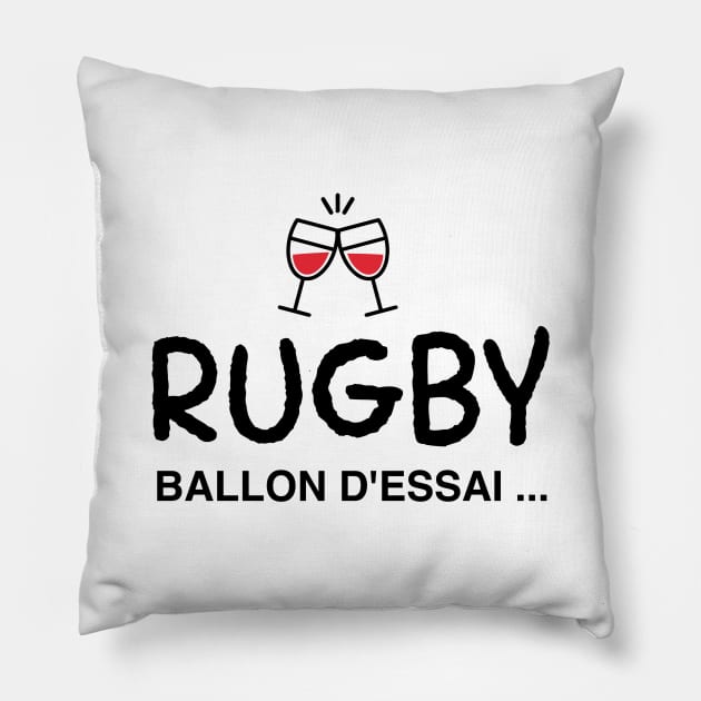French Rugby sport alcool Pillow by Mr Youpla