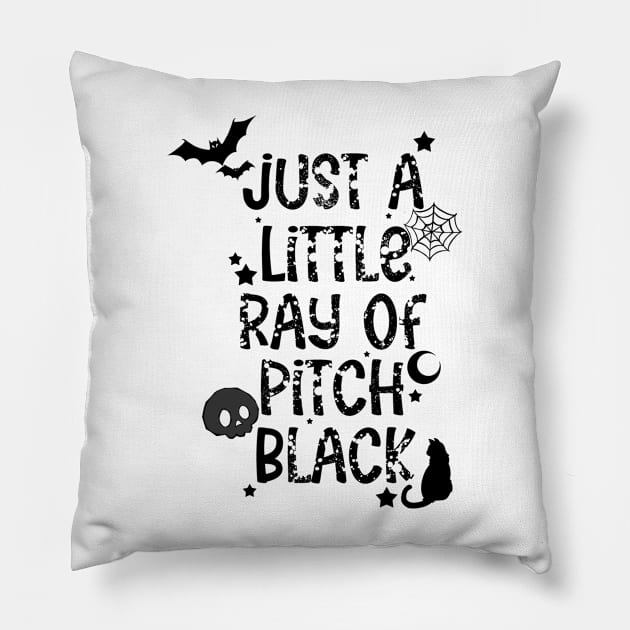 Just a Little Ray of Pitch Black Pillow by Artimas Studio