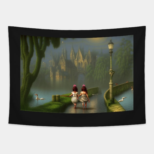 Flooded Castle Tapestry by PaigeCompositor