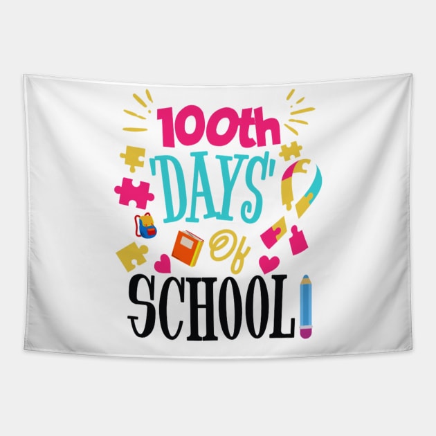 100th Day Of School 100 Days Of School Teacher Kids Tapestry by Mojakolane