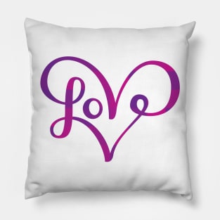 Cute Love Heart Script Lettering Pillow