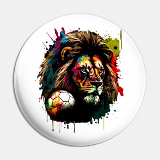 Africa Lion Sports Player Soccer Futball Football - Graphiti Art Graphic Trendy Holiday Gift Pin