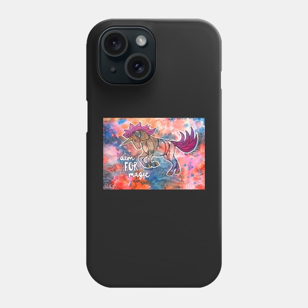 Aim for Magic. Unicorn Watercolor Illustration Phone Case by mellierosetest