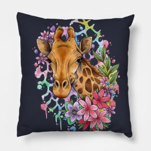 Color Splash Giraffe Design by Lorna Laine Pillow