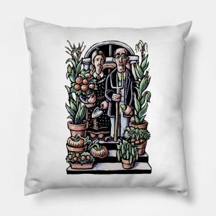 American Gothic Gardeners Pillow