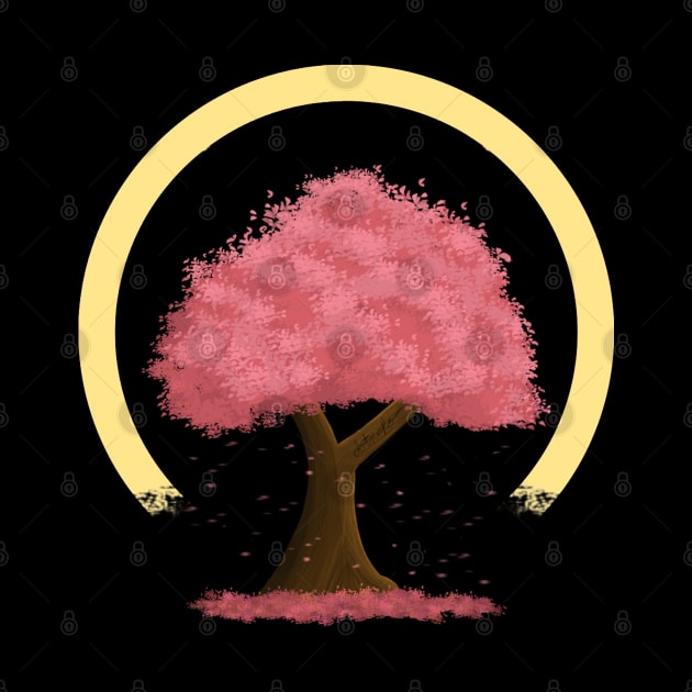 Simple Cherry Blossom Tree With Falling Leaves Version 4 by DotNeko