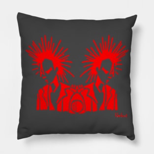 Punk Stand Off in Red by Blackout Design Pillow