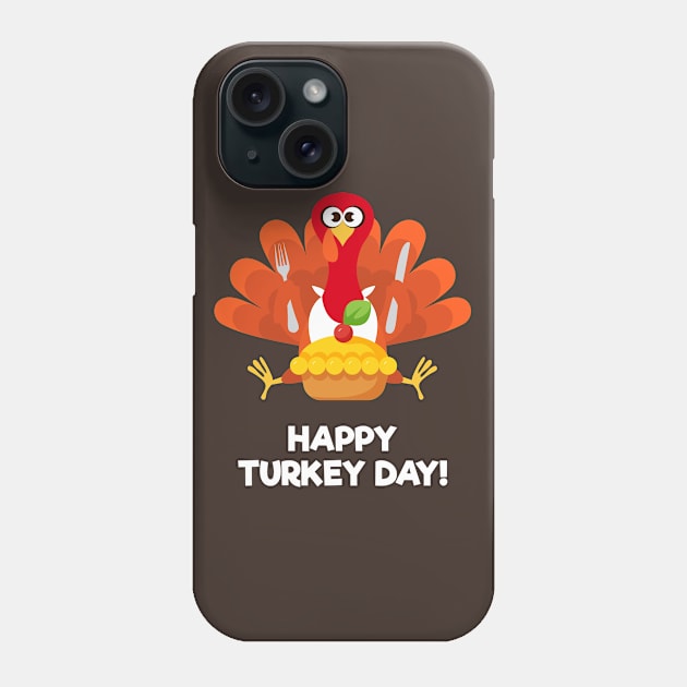 Happy Turkey Day With Turkey Eating a Cake Phone Case by Dendisme_Art