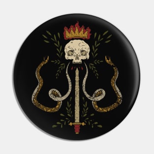 Skull Warrior Zombie with Snakes and Sword Pin