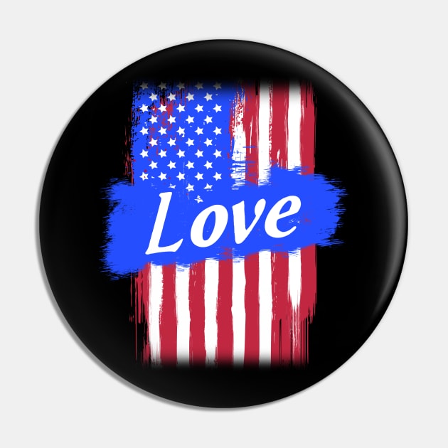 American Flag Love Family Gift T-shirt For Men Women, Surname Last Name Pin by darius2019