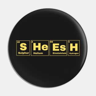 Sheesh Text Periodic Table Slogan Yellow Pin