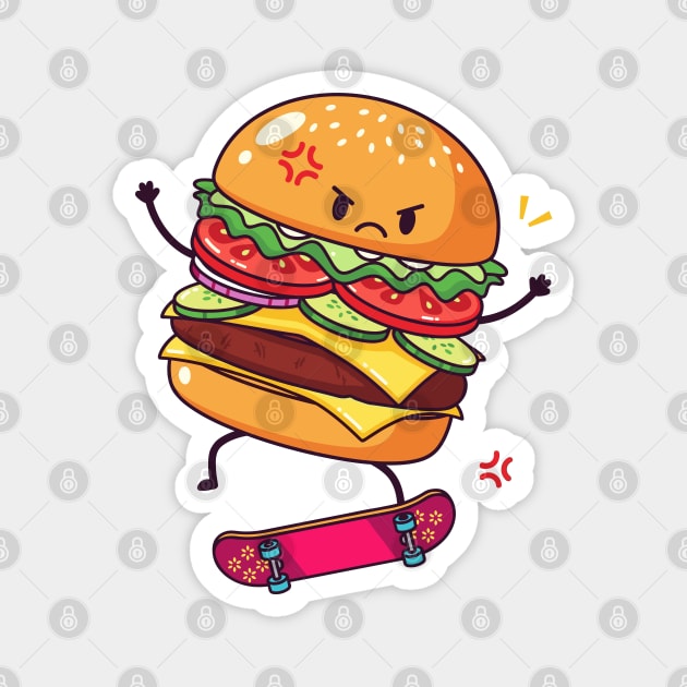 Furious Skateboard Burger Magnet by enrynz