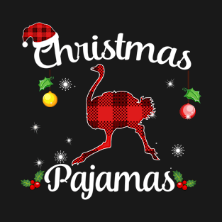 Ostrich Buffalo Plaid Christmas Pajamas Funny Xmas Gift T-Shirt