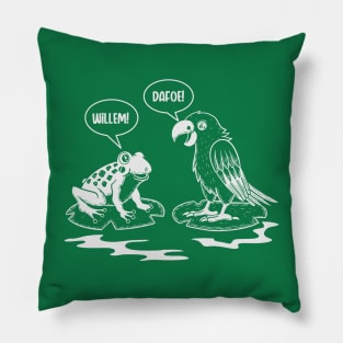 Frog and Parrot Light Monotone. Pillow