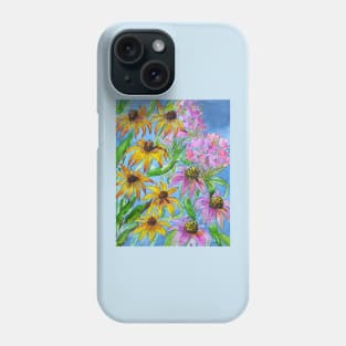 Rudbeckia and Flox Flowers Watercolor Painting Phone Case