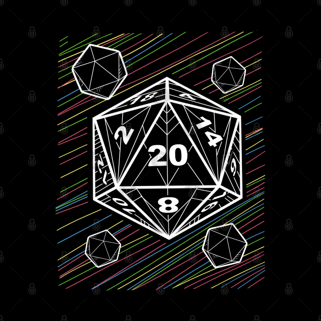 DM graphic Dragons Retro D20 Art Fantasy Tabletop Gaming Print by Linco