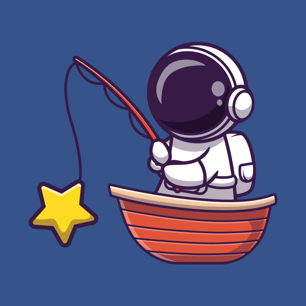 Astronaut Fishing Star On Boat Cartoon by Catalyst Labs