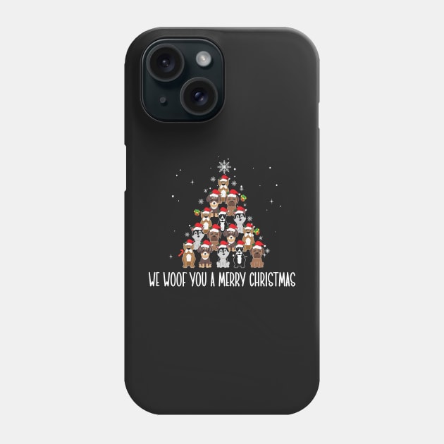 We Woof You a Merry Christmas / Snow Christmas Dog Lover Santa Hat Phone Case by WassilArt
