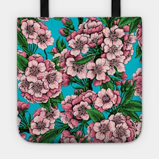 Cherry blossom on blue Tote