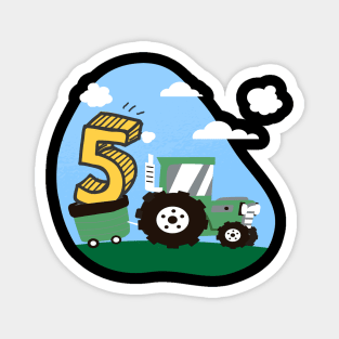 5th birthday tractor outfit for boys and farmers Magnet