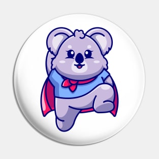 Cute super hero koala jumping cartoon Pin