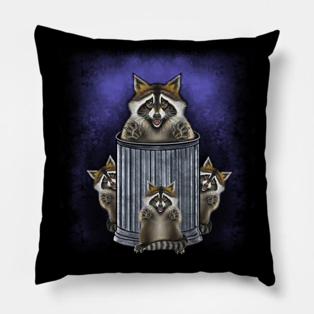 Trick or trash cute raccoons Halloween Pillow by Artardishop