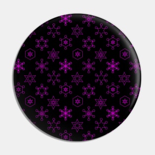 Assorted Snowflakes Magenta on Black Pin