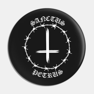 Saint Peter Upside Down Cross Barbed Wire Gothic Pin