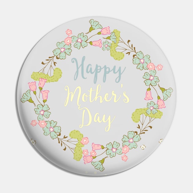 Happy Mother's Day 2021 - Cute Floral Greetings Card for Mother - Whimsical Art Pin by Alice_creates