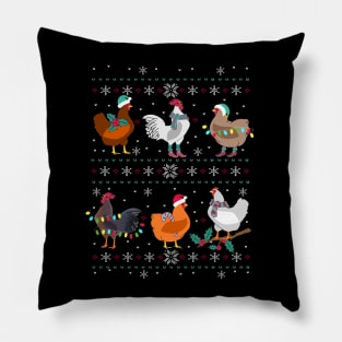 Funny Chicken Ugly Christmas Pillow