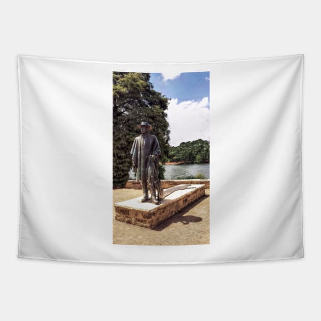 Stevie Ray Vaughan - Statue - Austin Town Lake Tapestry by davidbstudios