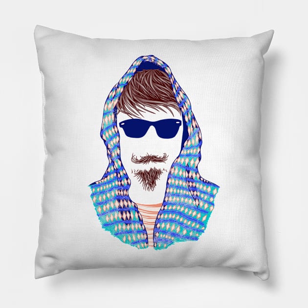 Hooded Hipster Pillow by drewbacca