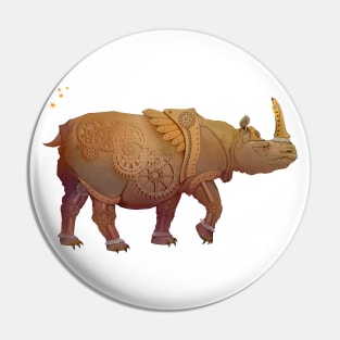 Warlike gold rhinoceros Pin