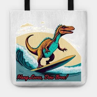 Dinosaur Surfing Funny Tote