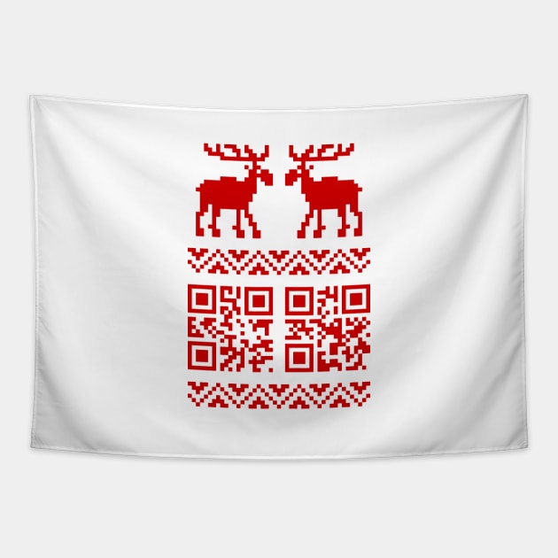 Moose QR Code Sweater Tapestry by tinybiscuits