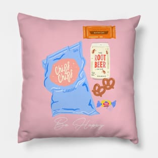 Be Happy - Chips and Root beer Pillow