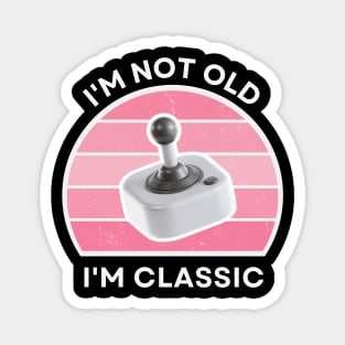 I'm not old, I'm Classic | Joystick | Retro Hardware | Vintage Sunset | Gamer girl | '80s '90s Video Gaming Magnet