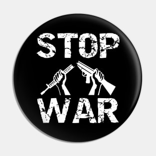 Stop War Broken Gun - White Design for Peace Loving People Pin