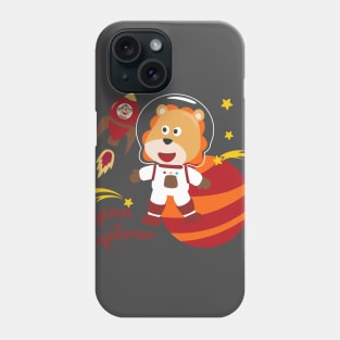 Space lion or astronaut in a space suit with cartoon style. Phone Case
