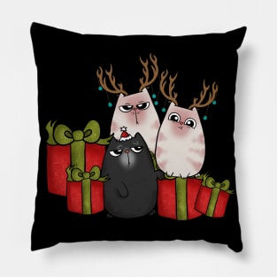 Christmas Cat Gifts Presents Reindeer Antlers Pillow